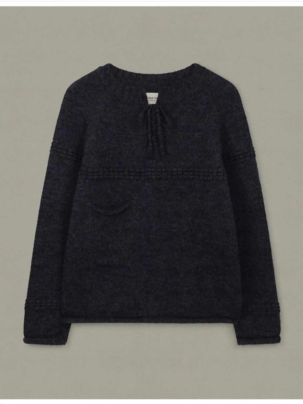 NWT Xenia Telunts Draw String Sweater, Charcoal